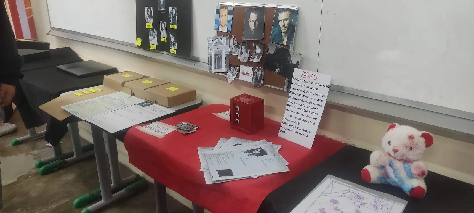 Cenário pedagógico preparado para uma experiência de Escape Room