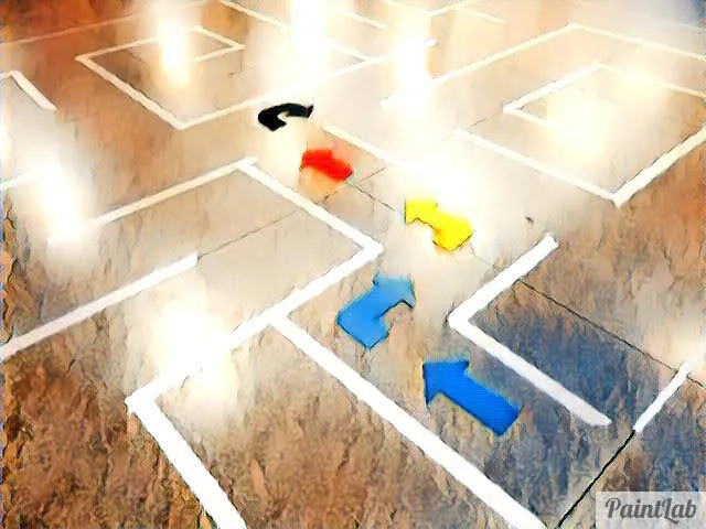 Labirinto construído no chão em uma das primeiras atividades do Projeto Kriar